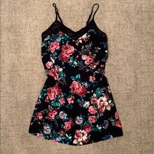 Pink and Navy Floral Summer Dress